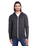 Threadfast Apparel 302Z Unisex Triblend Full - Zip Light Hoodie - Ninja Transfers