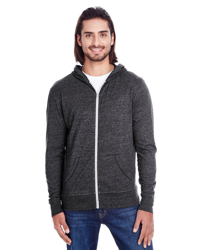 Threadfast Apparel 302Z Unisex Triblend Full - Zip Light Hoodie - Ninja Transfers