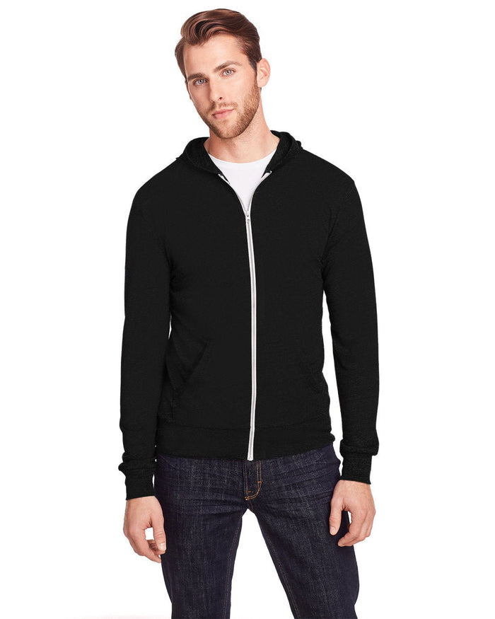 Threadfast Apparel 302Z Unisex Triblend Full - Zip Light Hoodie - Ninja Transfers