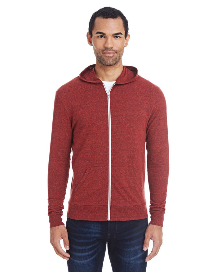 Threadfast Apparel 302Z Unisex Triblend Full - Zip Light Hoodie - Ninja Transfers