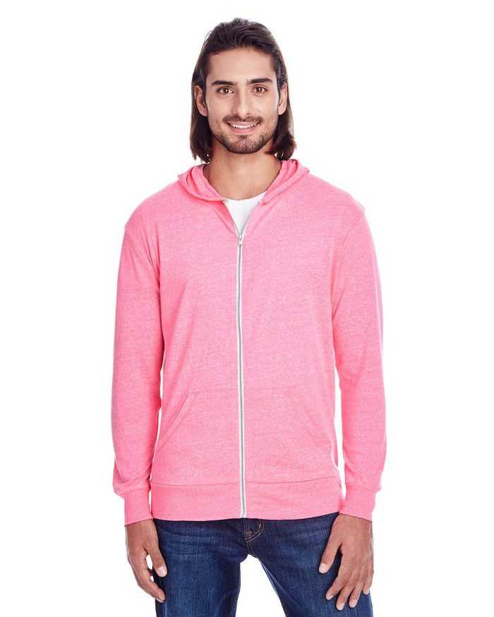 Threadfast Apparel 302Z Unisex Triblend Full - Zip Light Hoodie - Ninja Transfers