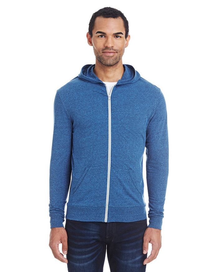 Threadfast Apparel 302Z Unisex Triblend Full - Zip Light Hoodie - Ninja Transfers