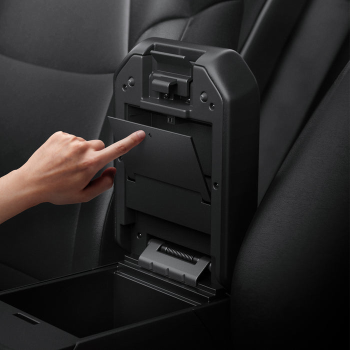 ACP09215 - Toyota Series - Center Console Hidden Storage Box | TYO221 showing a person attempting to close the cover of inner compartment