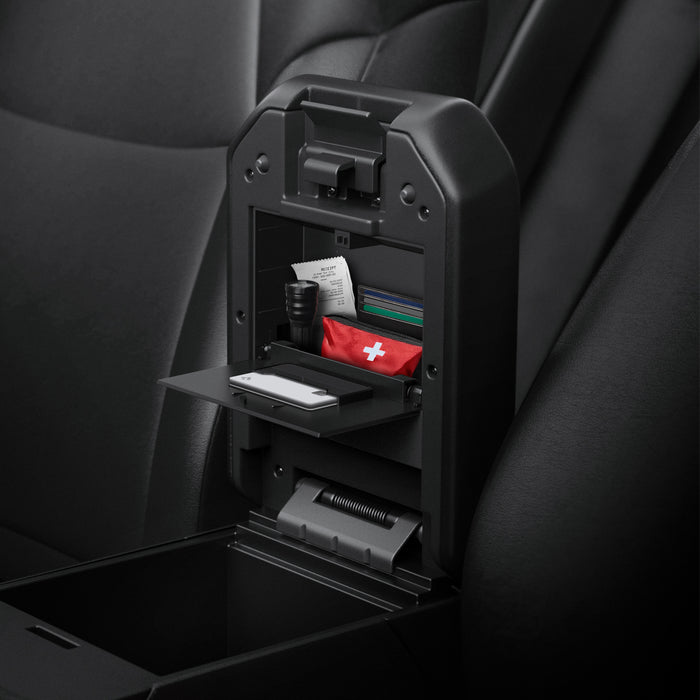 ACP09215 - Toyota Series - Center Console Hidden Storage Box | TYO221 showing the inner box with multiple stuff inside