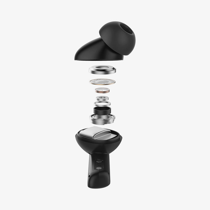 ASD07888 - Spigen True Wireless Earbuds SA2402 in Black showing the  parts inside the earbud