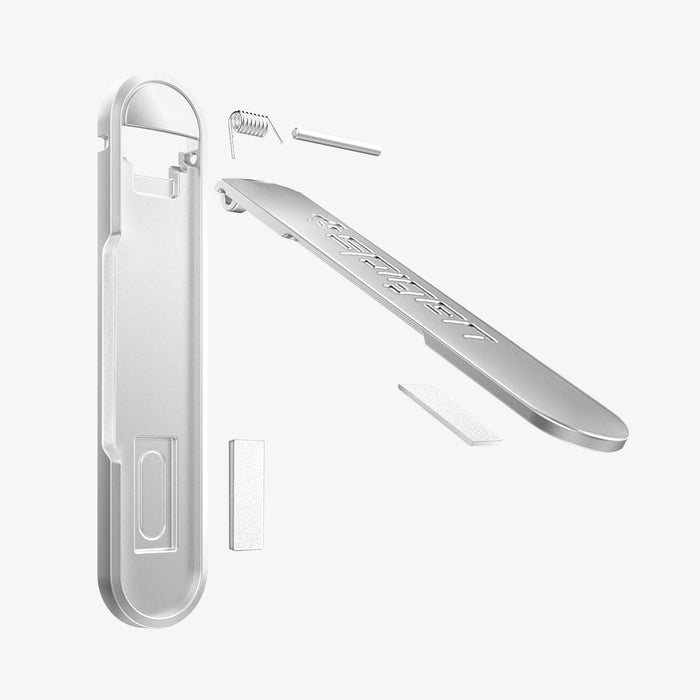 000EM20634 - U100 Universal Kickstand (Metal) in silver showing the multiple components of kickstand