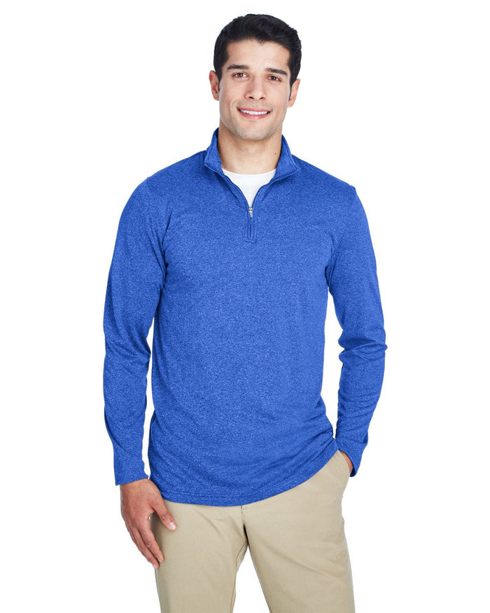 UltraClub 8618 Men's Cool & Dry Heathered Performance Quarter - Zip - Ninja Transfers