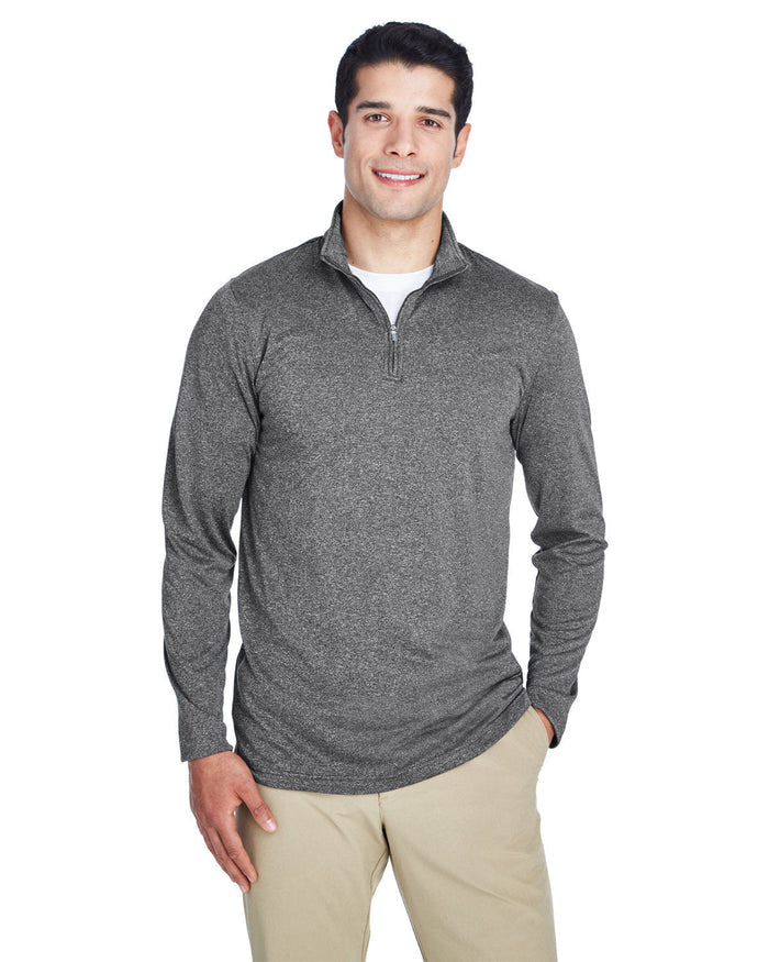 UltraClub 8618 Men's Cool & Dry Heathered Performance Quarter - Zip - Ninja Transfers