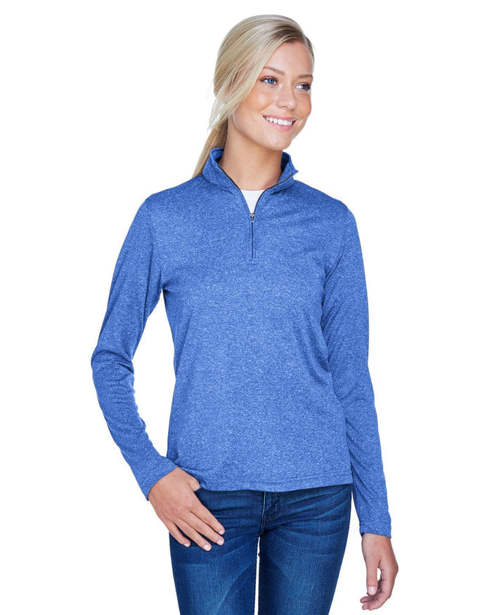 UltraClub 8618W Ladies' Cool & Dry Heathered Performance Quarter - Zip - Ninja Transfers
