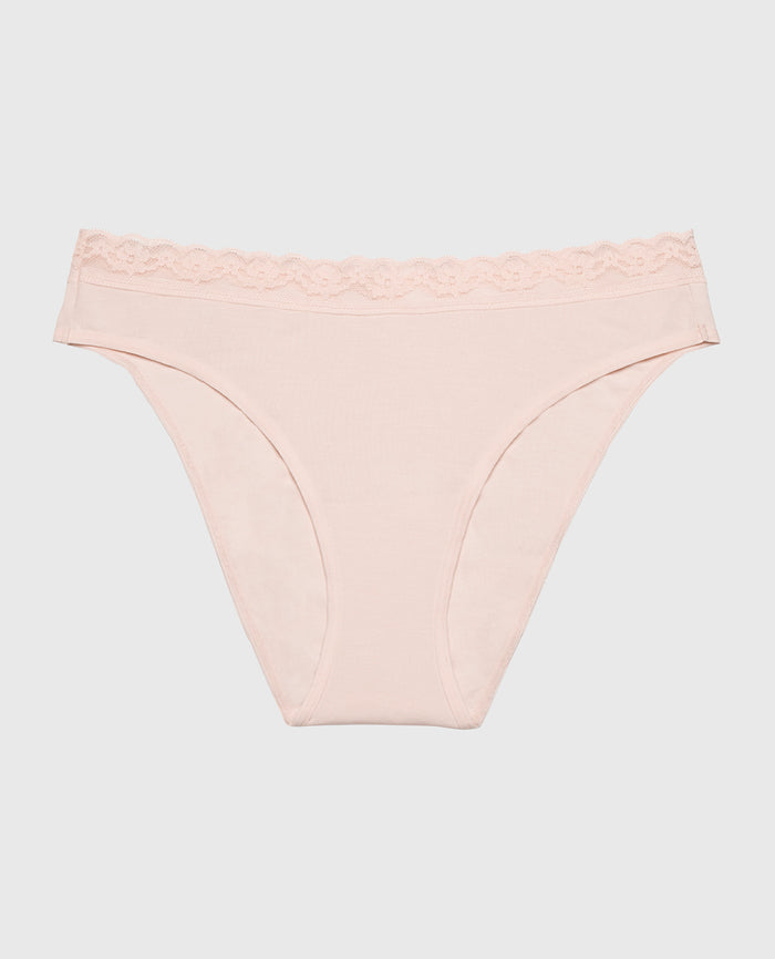 Ultrasoft Modal Bikini Panty with Lace Trim in Pearl Blush