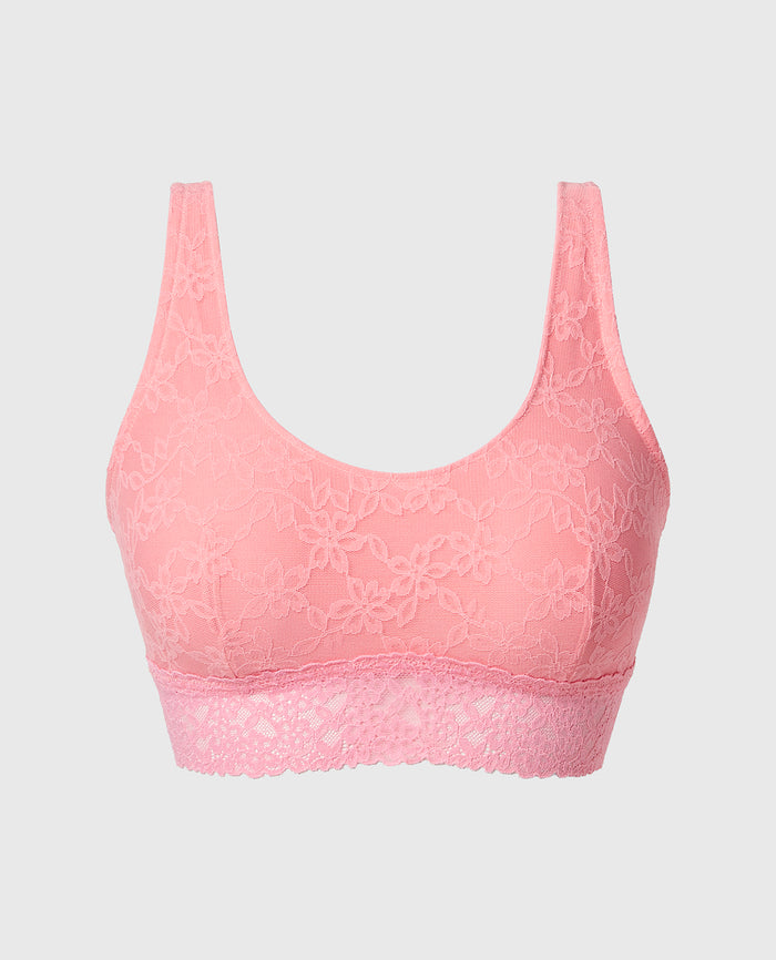 Unlined Scoop Bralette in Ultra Lace in Conch Shell