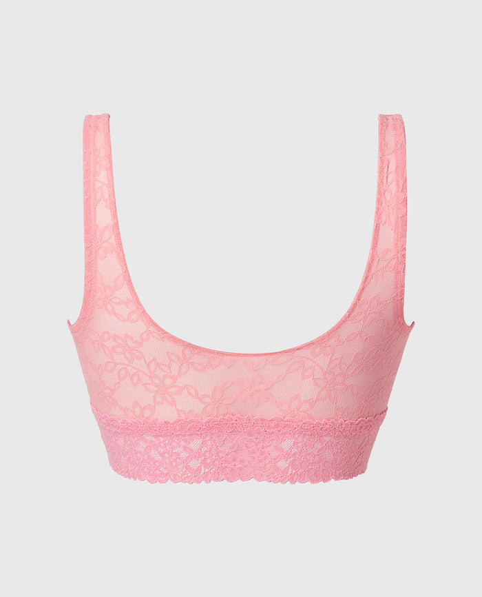 Unlined Scoop Bralette in Ultra Lace in Conch Shell