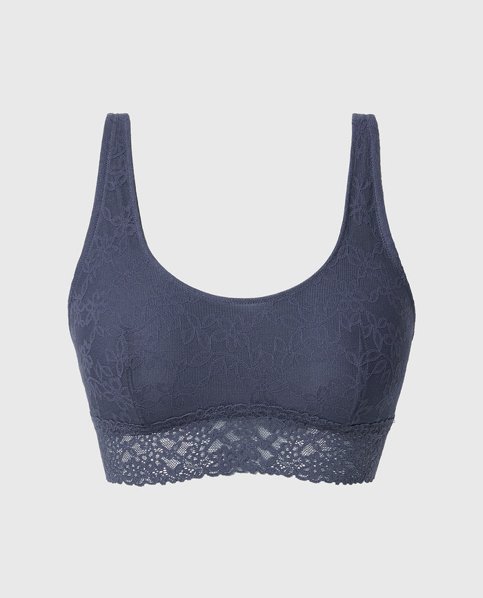Unlined Scoop Bralette in Ultra Lace in Vintage Indigo