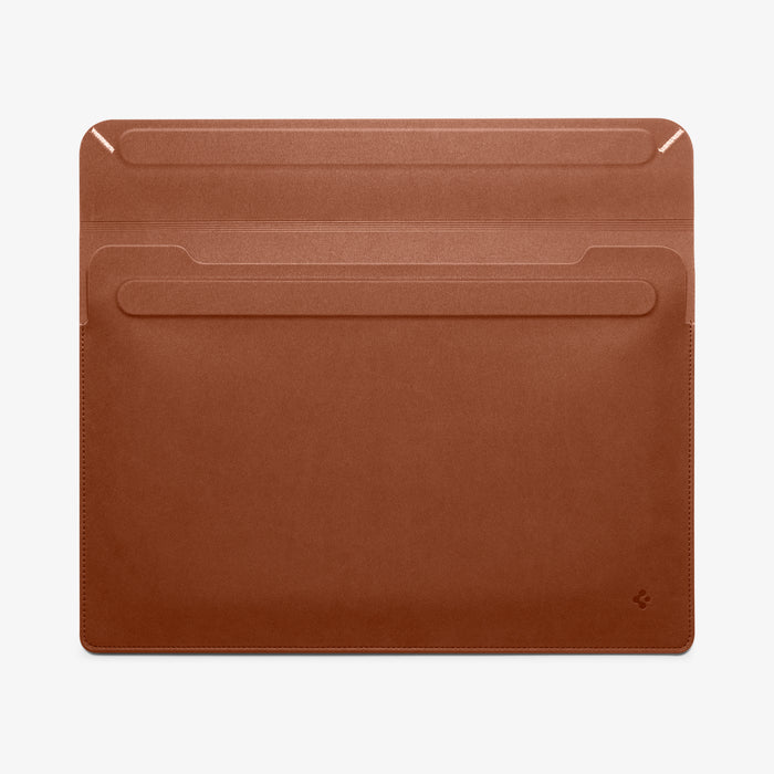 AFA06416 - Spigen Valentinus MacBook Sleeve open flat layout showing flexible leather construction