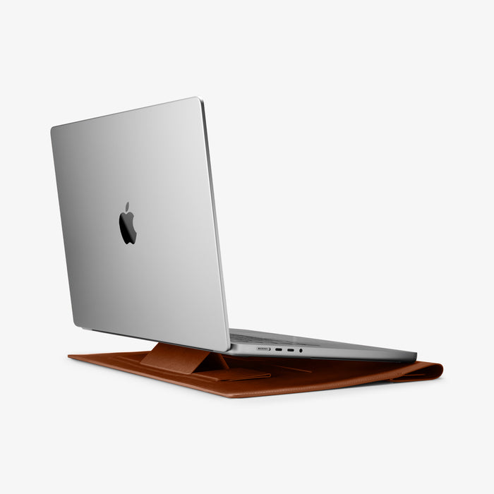 AFA06422 - Spigen Valentinus MacBook Sleeve dual stand structure supporting laptop with stable elevated viewing angle