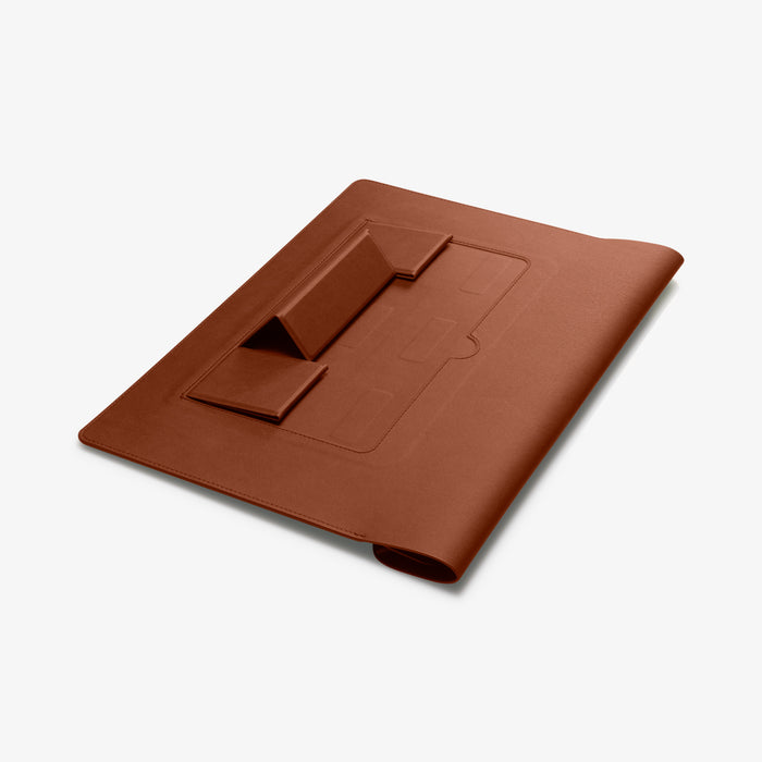 AFA06422 - Spigen Valentinus MacBook Sleeve low angle stand configuration for comfortable typing and cooling