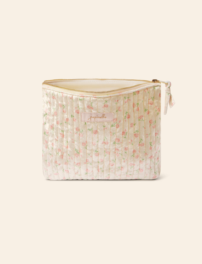 Velvet Quilted Cosmetic Bag