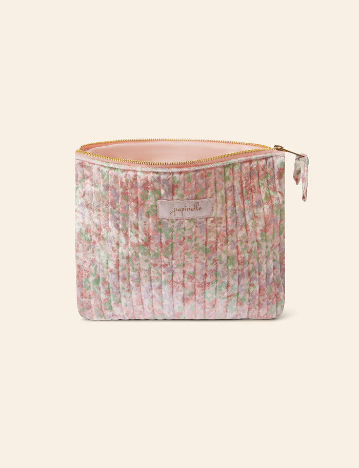 Velvet Quilted Cosmetic Bag