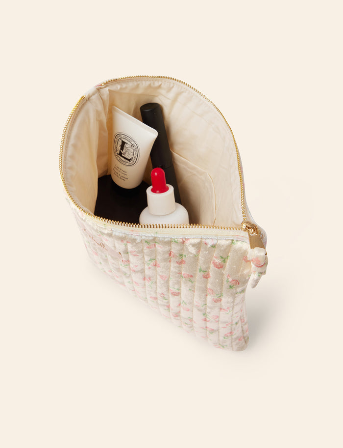 Velvet Quilted Cosmetic Bag