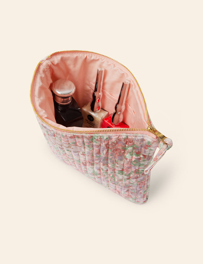 Velvet Quilted Cosmetic Bag