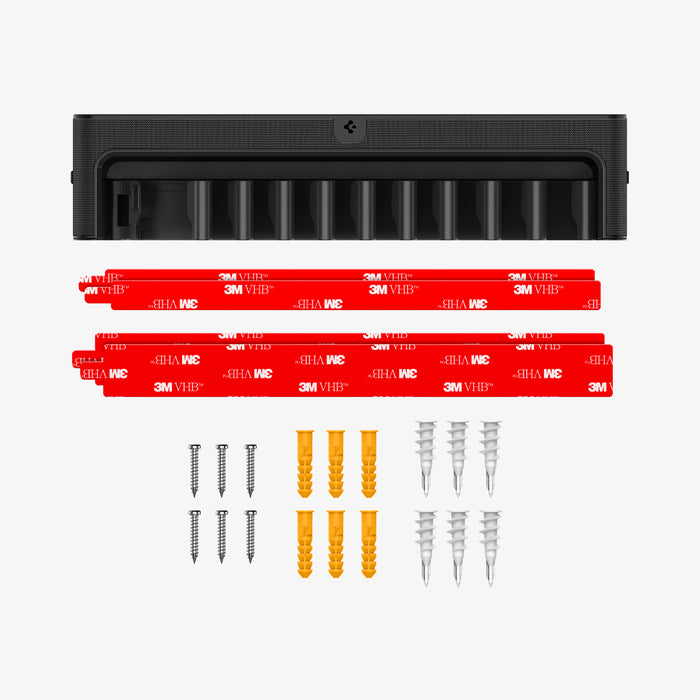 AMP09445 - Watch Band Organizer | S341 showing the front, adhesive tapes and screws