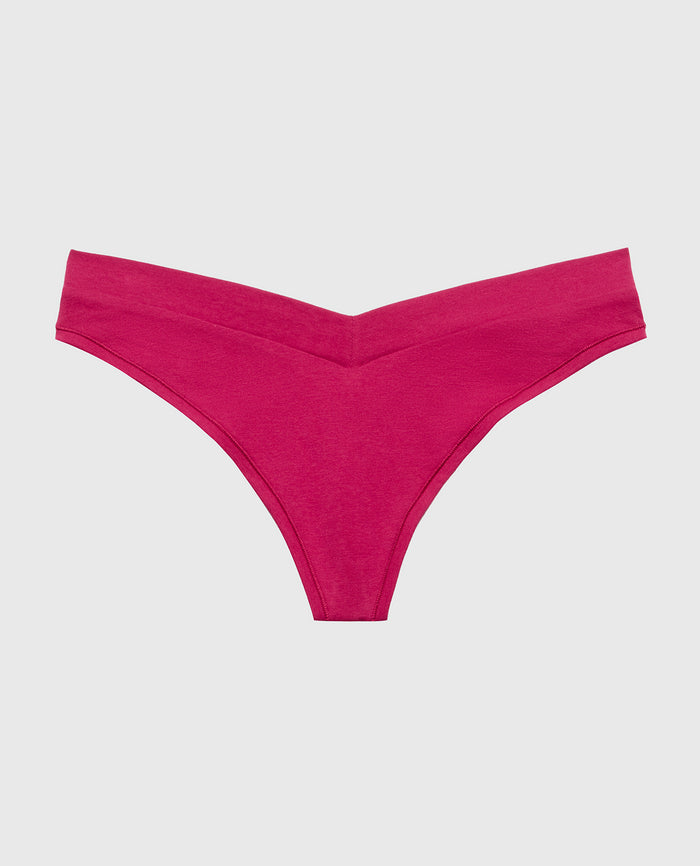 Wide Waist Cotton Thong in Sangria
